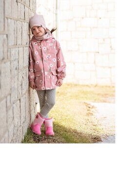 Jan & Jul Kids Girl Fleece Lined Rain Jackets Pink White Tulip 3T